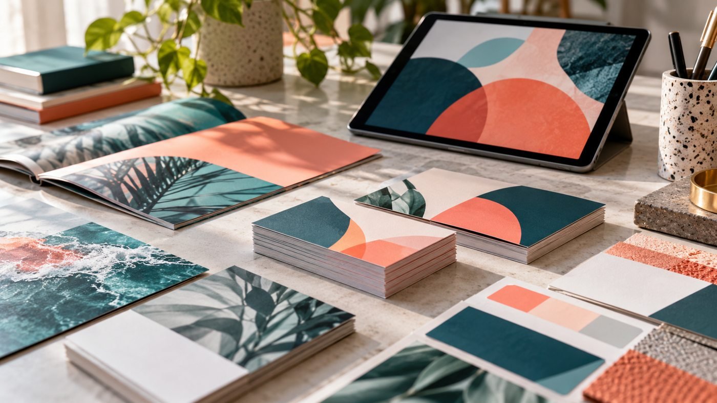 Materiais gráficos e amostras de identidade visual